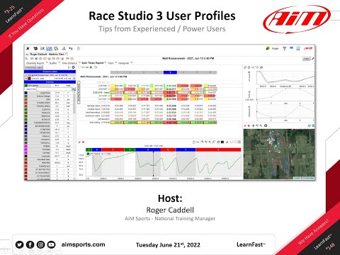3-25 Race Studio 3 User Profiles, Tips from Experienced / Power Users - 6/21/2022
