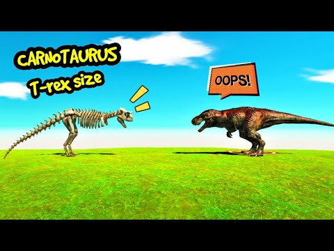 SKELETON CARNOTAURUS (t-rex size) VS EVERY DINOSAUR animal revolt battle simulator