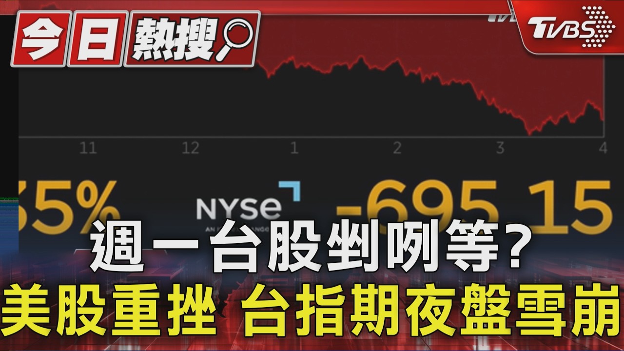 影音/台指期夜盤狂瀉3千點創「1大悲慘紀錄」 週一台股恐血流成河
