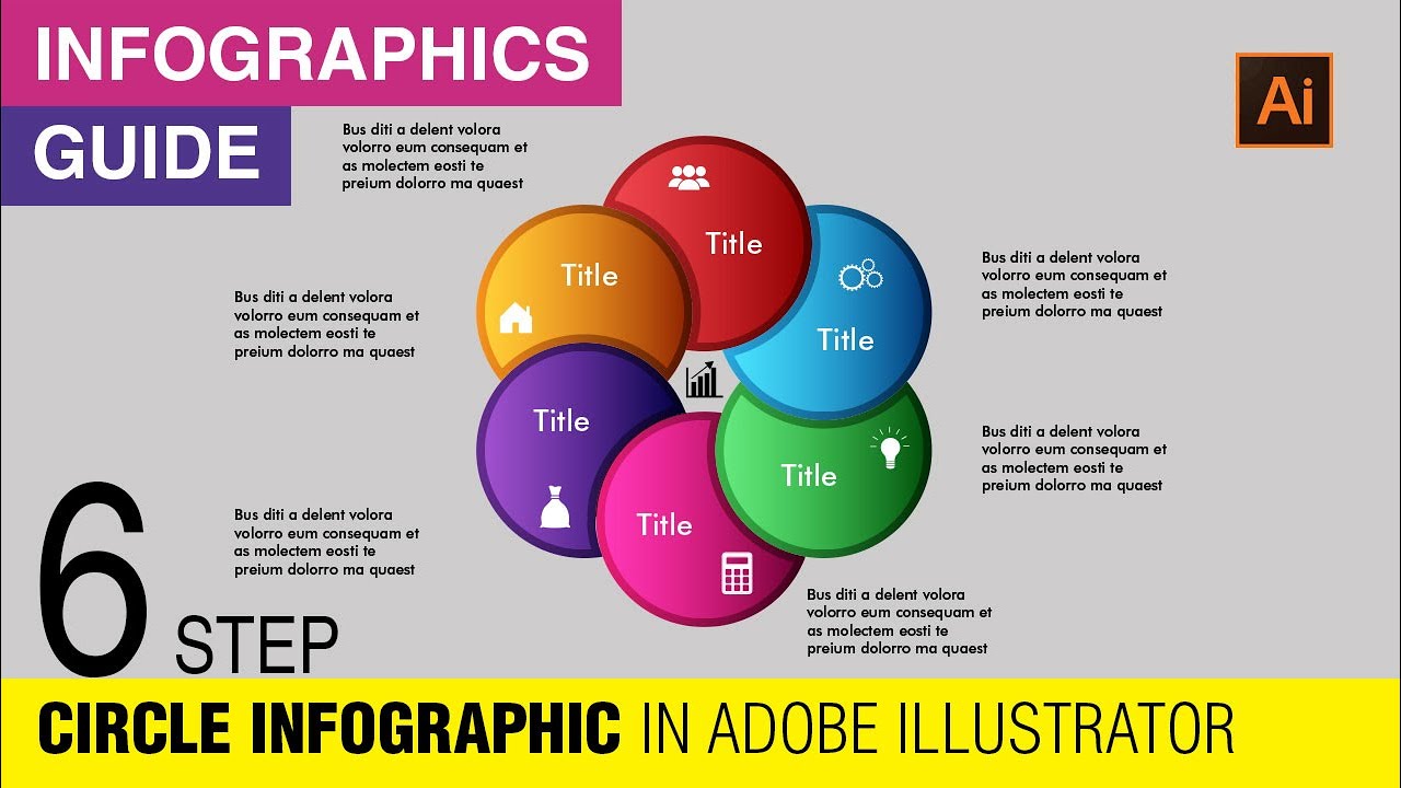 Six Options Circle Infographic Template Design | Vector Modern Circle Infographic in Illustrator