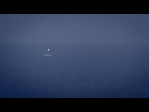 Falcon 9 ocean soft-landing footage