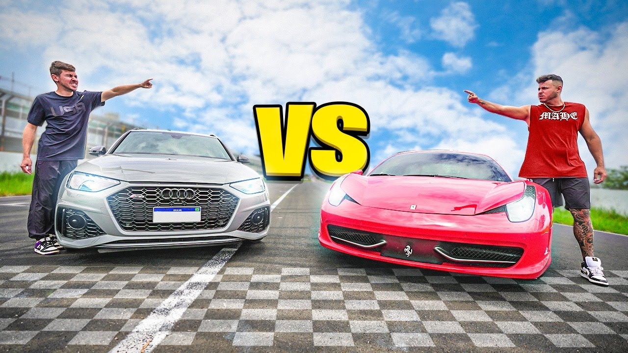 O DIA QUE EU FUI HUMILHADO NO RACHA ENTRE A FERRARI VS RS4