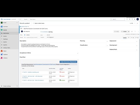 PractiTest Embedded Panel in Azure DevOps
