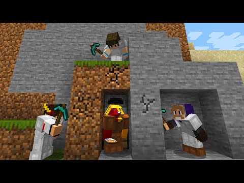 3 Hunters vs Speedrunner without mods in Minecraft