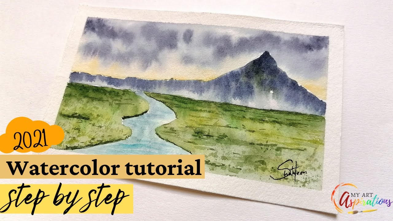 Loose watercolor landscape tutorial: step by step watercolor for beginners