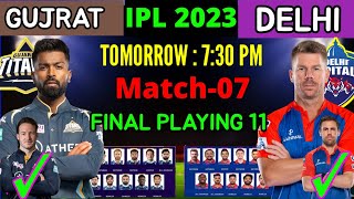 IPL 2023 | Gujrat Titans vs Delhi Capitals Playing 11 2023 | DC vs GT Playing 11 2023