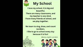 "My School – Easy Reading Passage for Kids | Kindergarten & Preschool Storytime"