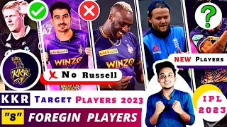 KKR 8 Overseas Target Players 2023|KKR Target Players 2023 Mini Auction|Kolkata Knight Riders 2023