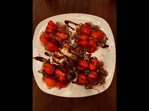 Chocolate Waffles with Ice Cream and Strawberries | Dessert | chocolate Waffles | Strawberry waffle