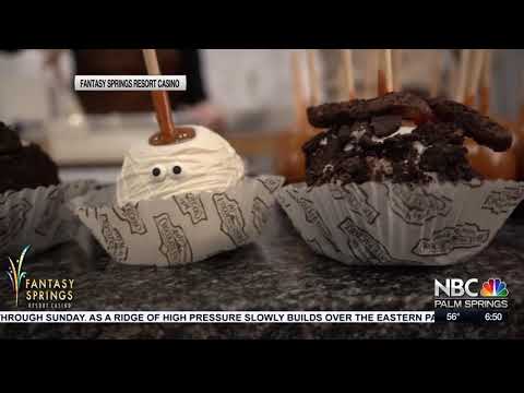 Maçãs cristalizadas da Rocky Mountain Chocolate Factory na NBC Palm Springs hoje