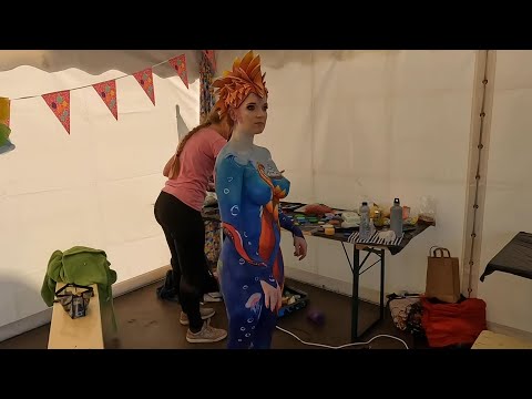 Castlefest 2022 , bodypainting saturday 14  beautiful models changed into magical creature 4k part 8
