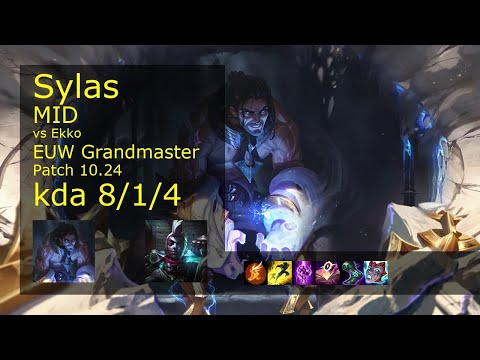 Sylas Mid vs Ekko - EUW Grandmaster 8/1/4 Patch 10.24 Gameplay