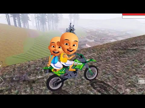 Upin ipin Trabas ke puncak gunung tertinggi menggunakan motor cross, Ipin senang! Gta lucu
