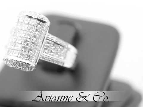 18K White Gold Womens Diamond Cocktail Ring 4.05 Ctw