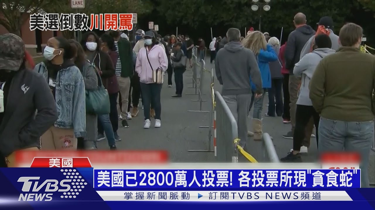 美國已2800萬人投票! 各投票所現「貪食蛇」