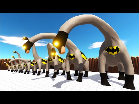 DEATH RUN vs DIFFERENT SIZE BATMAN BRACHIOSAURUS - Animal Revolt Battle Simulator