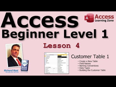 Microsoft Access Beginner 1, Lesson 04: Customer Table, Part 1. For Access 2016, 2019, 365 Tutorial
