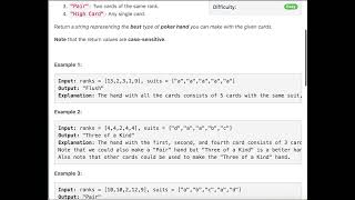 YouTube video 'Leetcode Bi-weekly Contest 83- 2347. Best Poker Hand'
