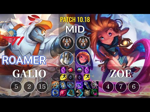 T1 Roamer Galio vs Zoe Mid - KR Patch 10.18