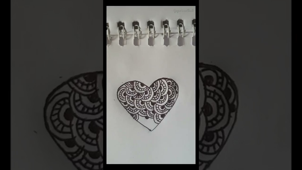 How to draw easy zentangle pattern | Heart pattern #shorts #drawing