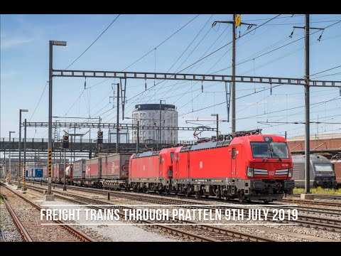 4K Freight trains through Pratteln, Switzerland - 09/07/19