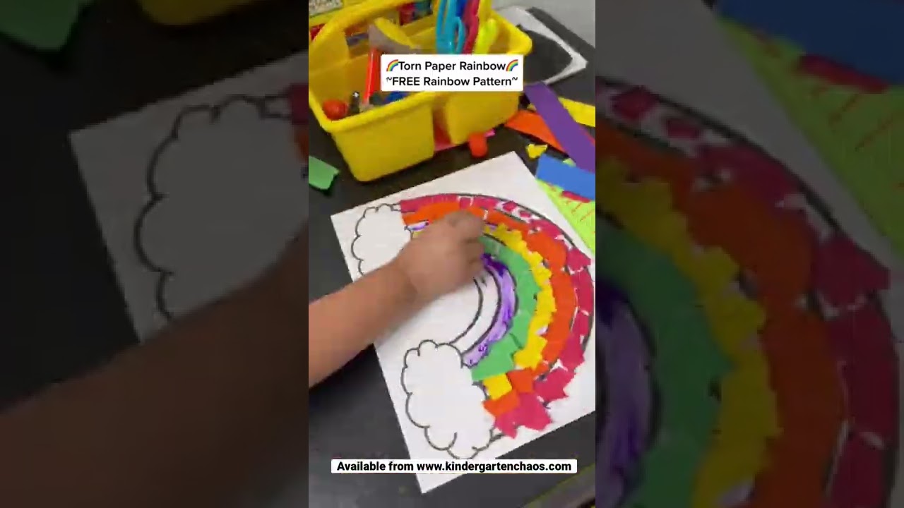 Torn Paper Rainbow Kids Craft for Preschool or Kindergarten - Great for Fine Motor Muscle Practice!