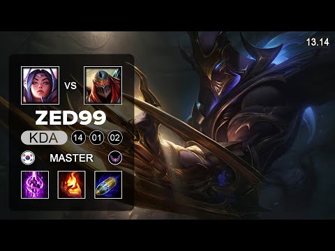 ZED99 Zed vs Irelia Mid - KR Master - Patch 13.14 Season 13