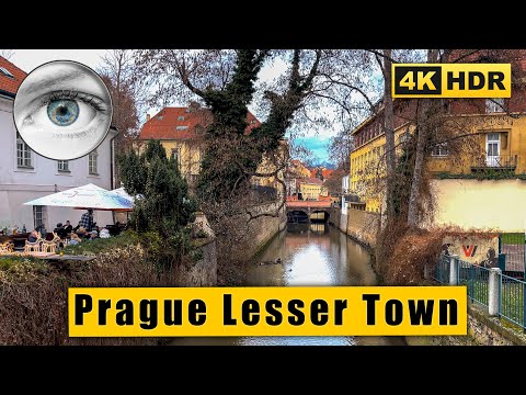 Christmas Walking Tour of Prague Lesser Town, Kampa Island, Devil's Canal  🇨🇿 Czech Republic 4k HDR