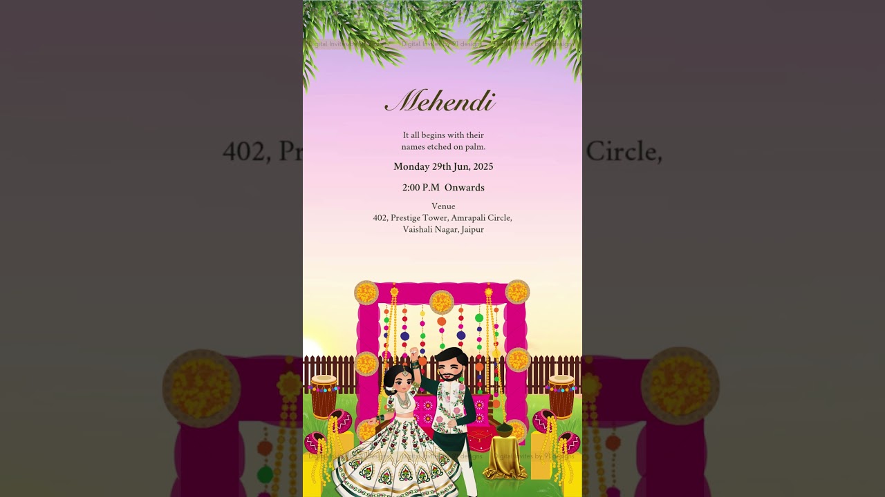 Floral Watercolour Indian Wedding Invite