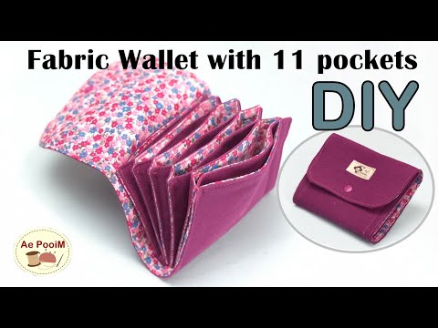 Very easy making, Fabric wallet with 11 pockets