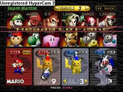 Master Hand, Polygons, and giant DK on SSB 64