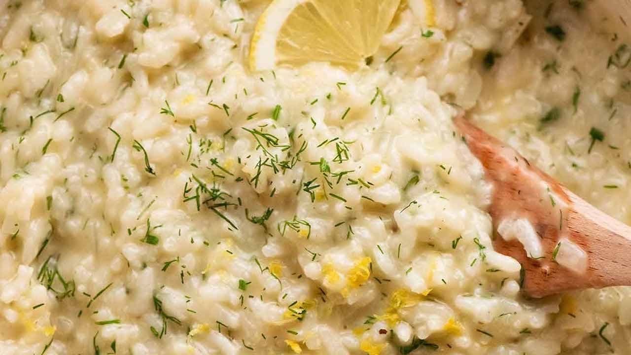 Creamy Lemon Herb Baked Risotto - NO STIR, NO SAUTE!