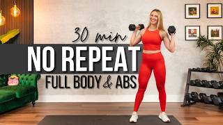 30 min. NO REPEAT Full Body and Abs Strength Training