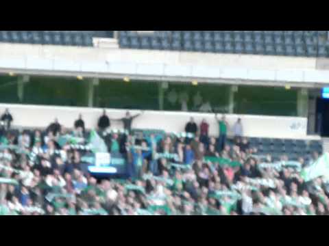 Hibs fans sing Sunshine on Leith Semi Final at Hampden