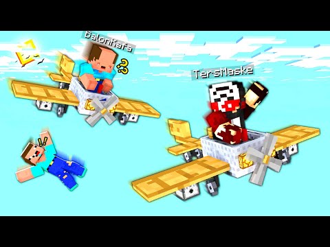 BALON KAFA İLE UÇAK YARIŞMASI YAPTIK !! - Minecraft