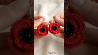 Latest Crochet poppy flower Earrings designs for women 💖🌹 #crochet #earrings #shorts