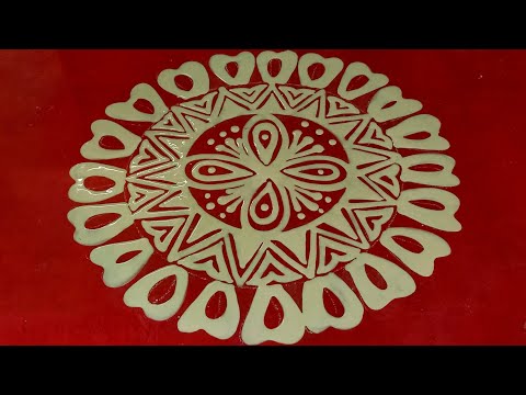 Beautiful Round Alpona Designs For Beginners/Festival Special Round Rangoli Design/Paramita's Kalka