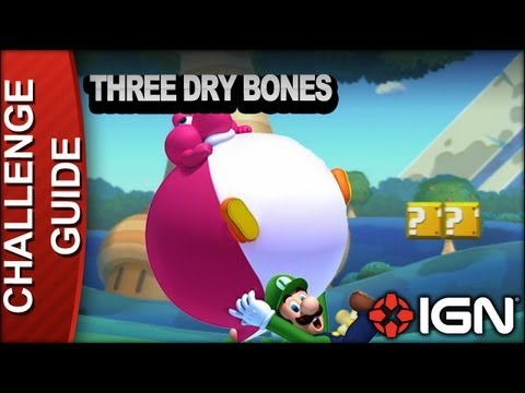New Super Mario Bros. U Challenge Walkthrough - Three Dry Bones