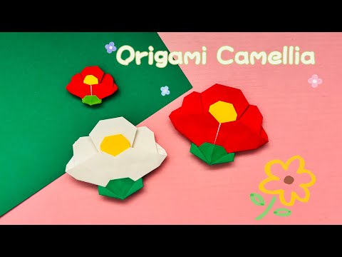 Origami Camellia Flower 🌺 Easy Japanese Paper Flower Tutorial / 摺紙山茶花