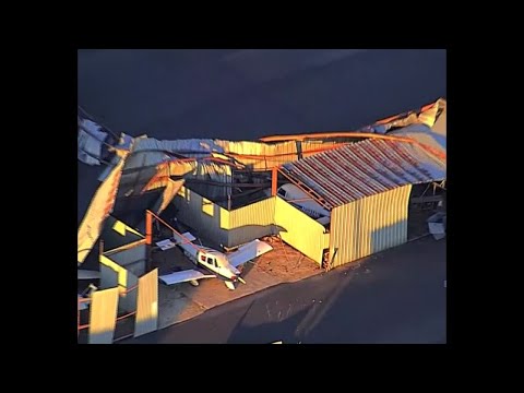 Aerial view of tornado damage in Norman, Oklahoma