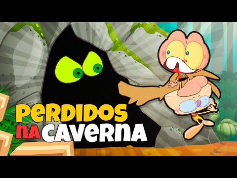 Mongo e Drongo PERDIDOS NA CAVERNA! - Desenho animado com um monstro.