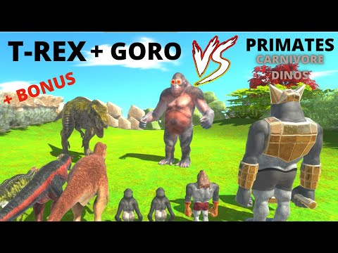 GORO and T-Rex VS PRIMATES + CARNIVORE DINOS RIVALS + BONUS   ANIMAL REVOLT BATTLE SIMULATOR
