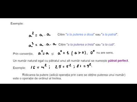Clasa a V-a - Cap. Numere naturale - Puterea cu exponent natural a unui număr natural - TEORIE