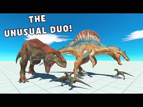 TREX and SPINOSAURUS Duo vs 2 x All Dinosaurs | Animal Revolt Battle Simulator