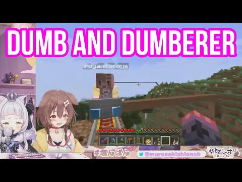 Hololive Cut - Korone And Shion Doing Dumb And Dumberer Minecart Trip | Minecraft [Hololive/Eng Sub]