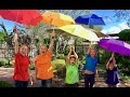 Learn English Colors Rainbow Umbrellas It S Raining Water Balloons With Sign Post Kids