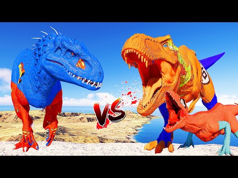 (🦖 Jurassic World Evolution 2)Superman I-Rex vs Goku T-Rex,Indoraptor Dinosaurs Fight