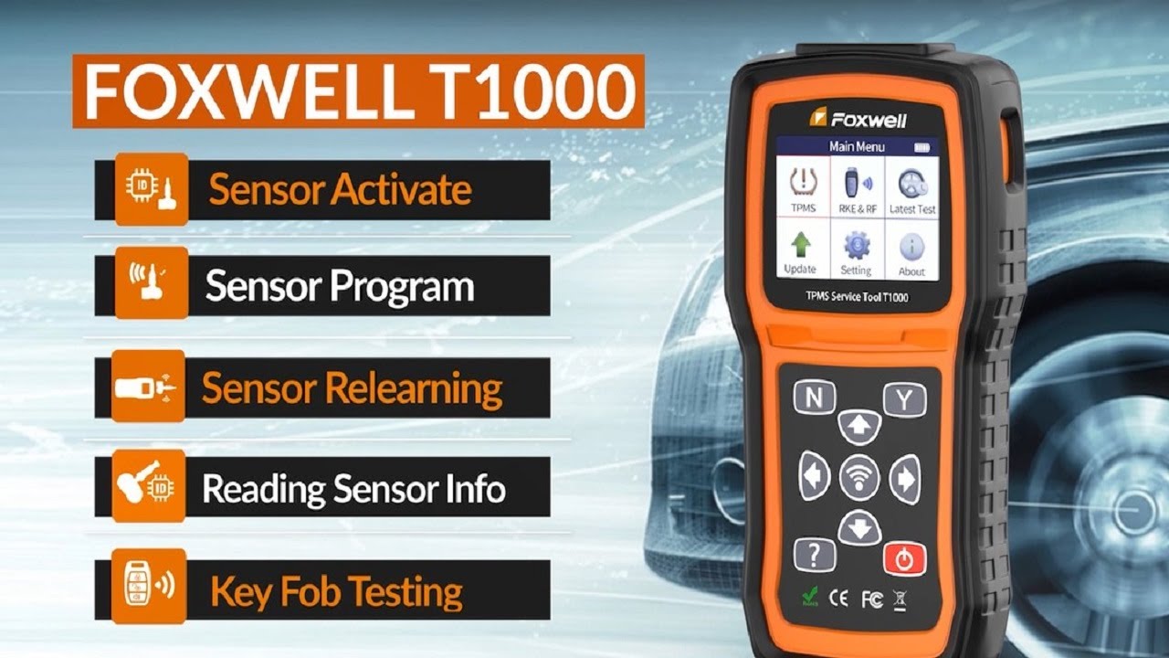 FOXWELL T1000 TPMS Trigger Tool Activate Decodes TPMS Sensors Check RF Key FOB