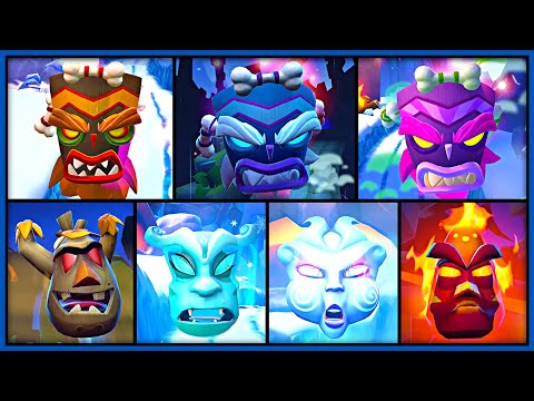Crash On The Run! - All Bosses (The Masks) 4K