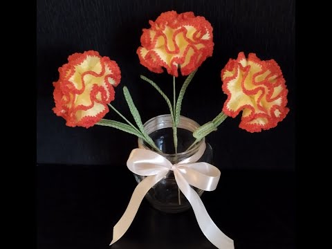 Garoafa inflorita crosetata/Crocheted blooming carnation pas cu pas